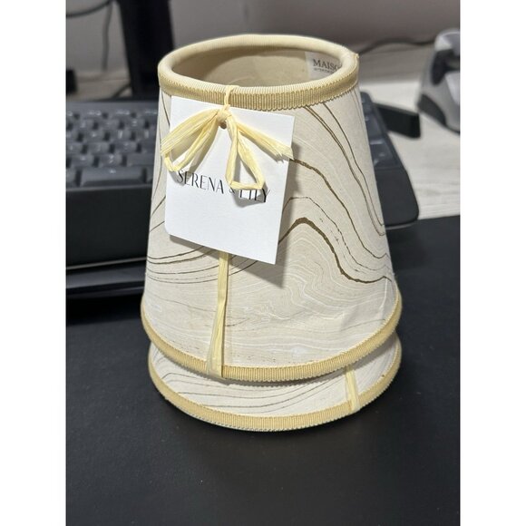 Serena & Lily x Maison Maison Poldina Marbleized Small Shade-Ivory Beige/Gold - Picture 8 of 9